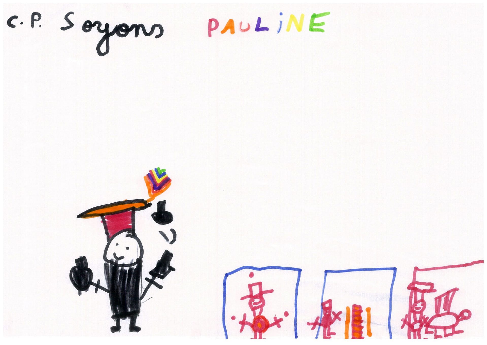 Dessins des enfants de la classe de Cp de Soyons dans le cadre de Mimages2021